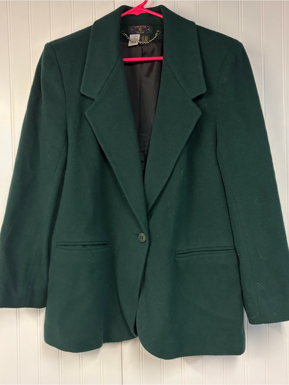 Charter Club Dark Green Wool Blend Women's Blazer Size 12 Vintage